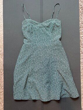 Abercrombie & Fitch green floral sweetheart neckline, A-line dress, size XS